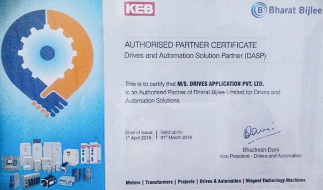 KEB Authorised Partner Certificate